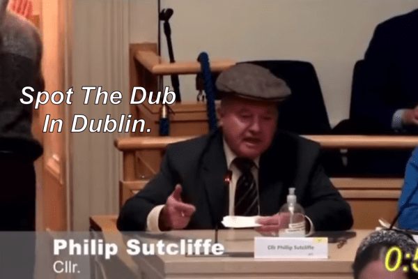 Cllr Philip Sutcliffe speaks at Dublin City Council meeting, Uproar, Malachy Steenson jumps in