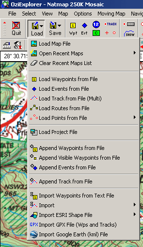 OziExplorer Features Features Menu 