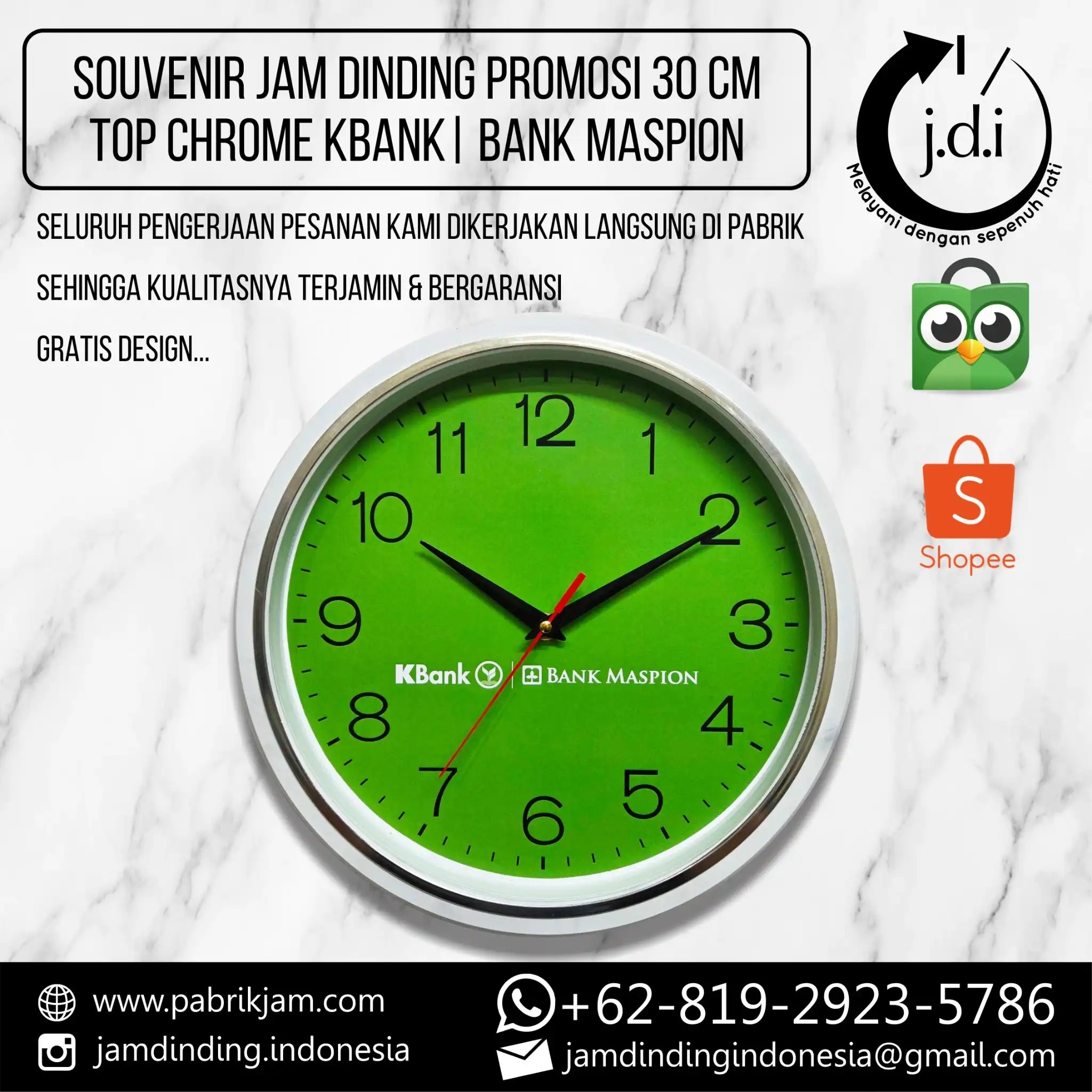 Jam dinding KBank souvenir promosi eksklusif pesan di https://pabrikjam.com