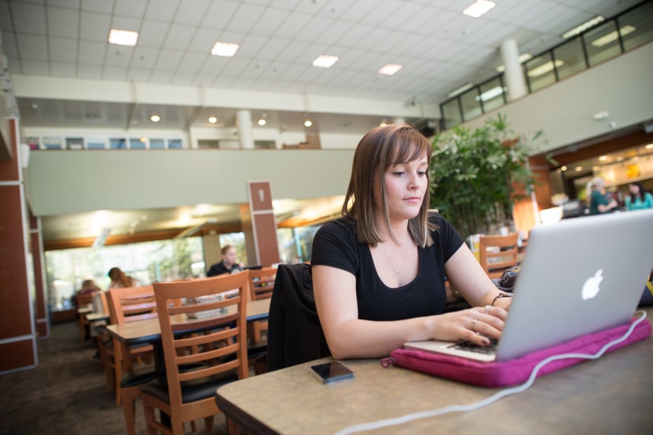 Student using a computer