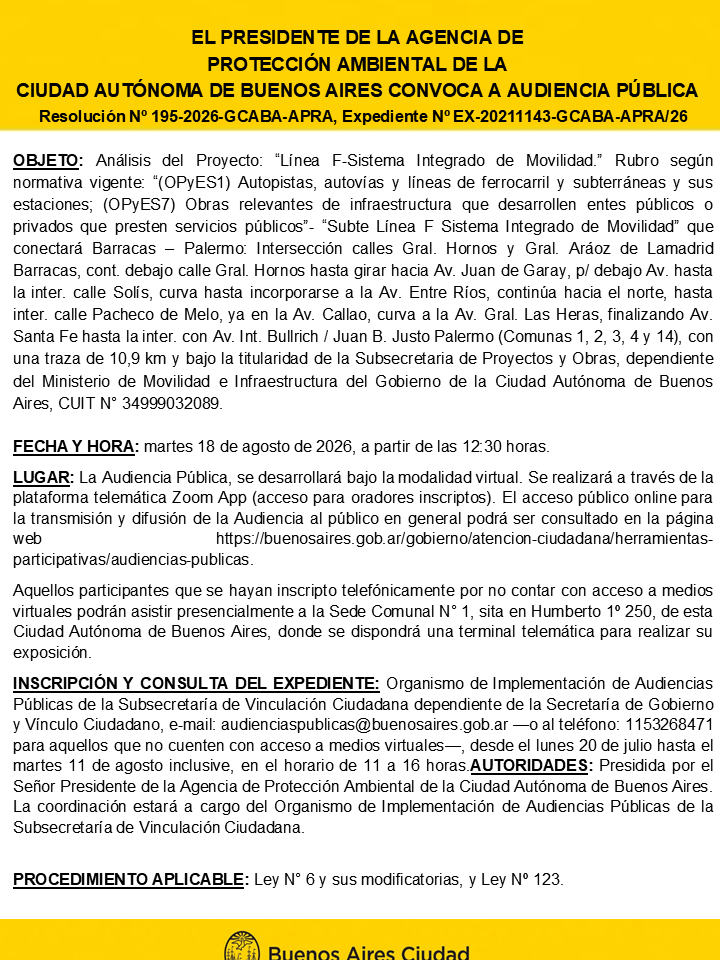 Convocatoria a Audiencia Pública del 18/08/24 a las 12:30 hs.