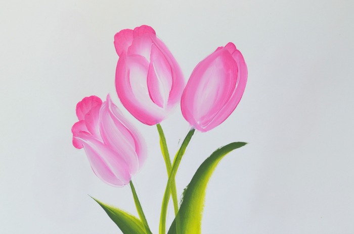 Flower Painting: How to Paint Tulips with Acrylic Paint on Canvas