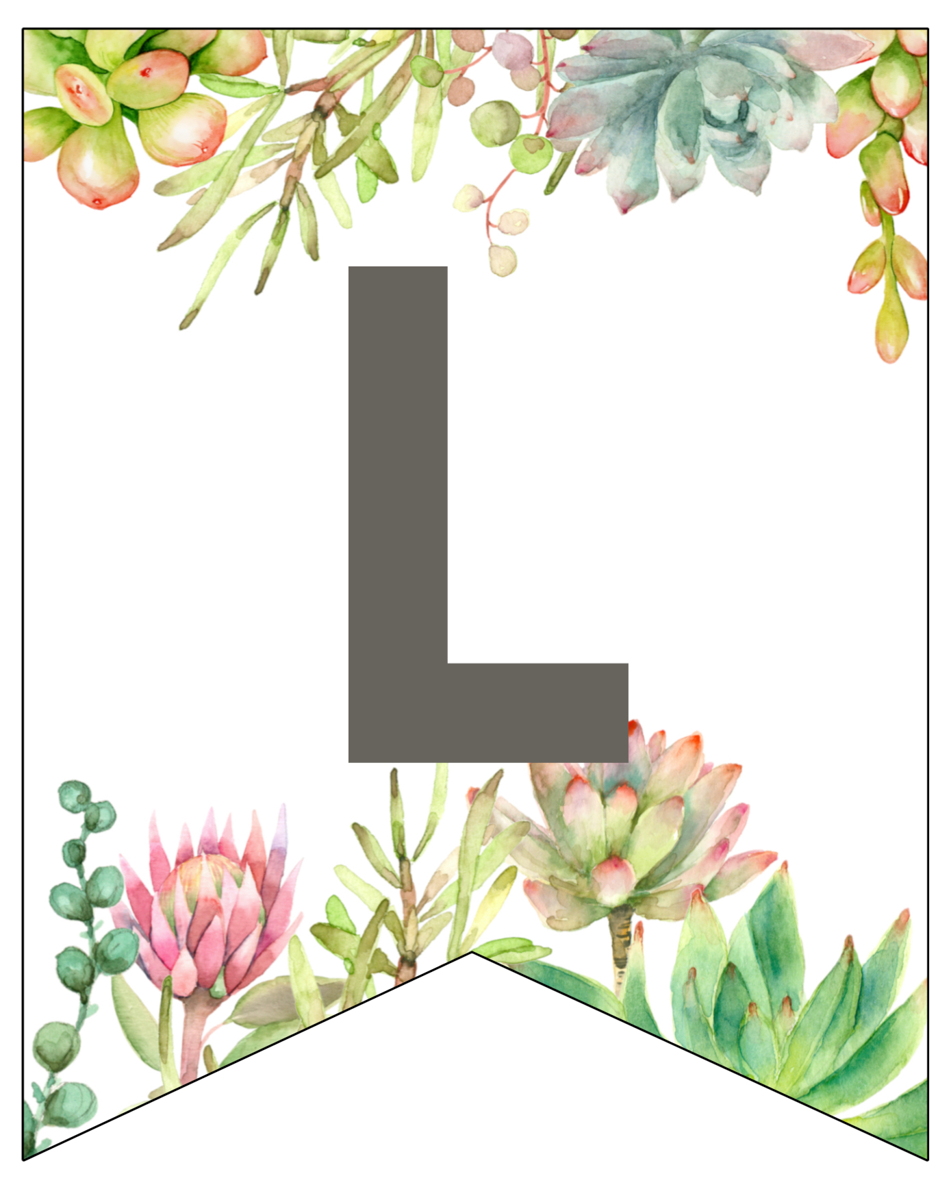 succulent free printable alphabet banner letters paper trail design