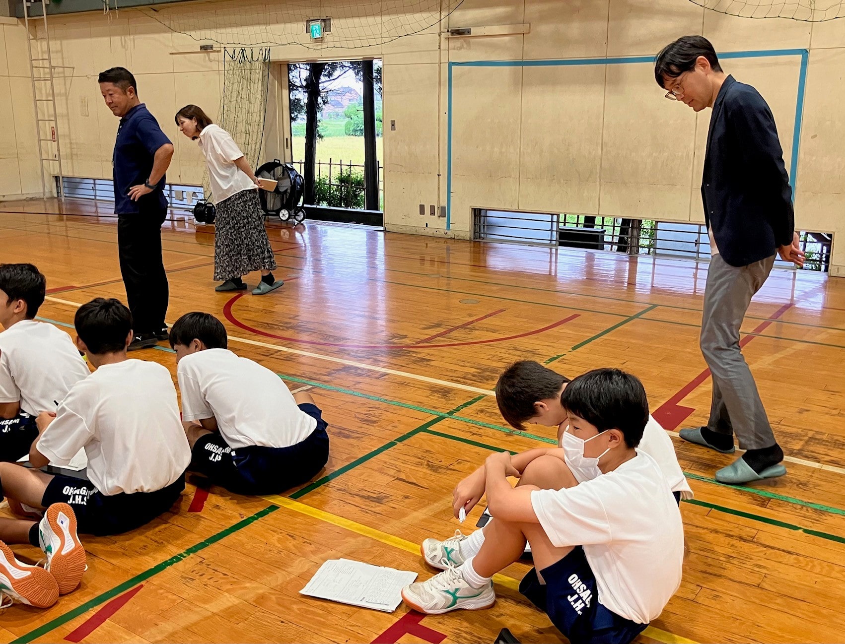 Students working on a worksheet