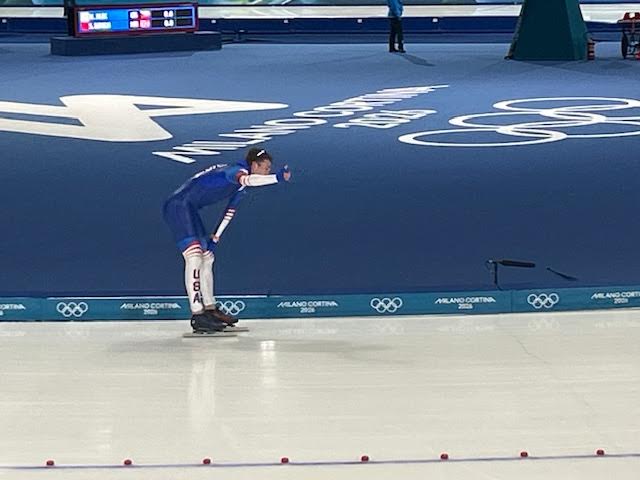 Casey Dawson skates to eighth place in Olympic 5000m