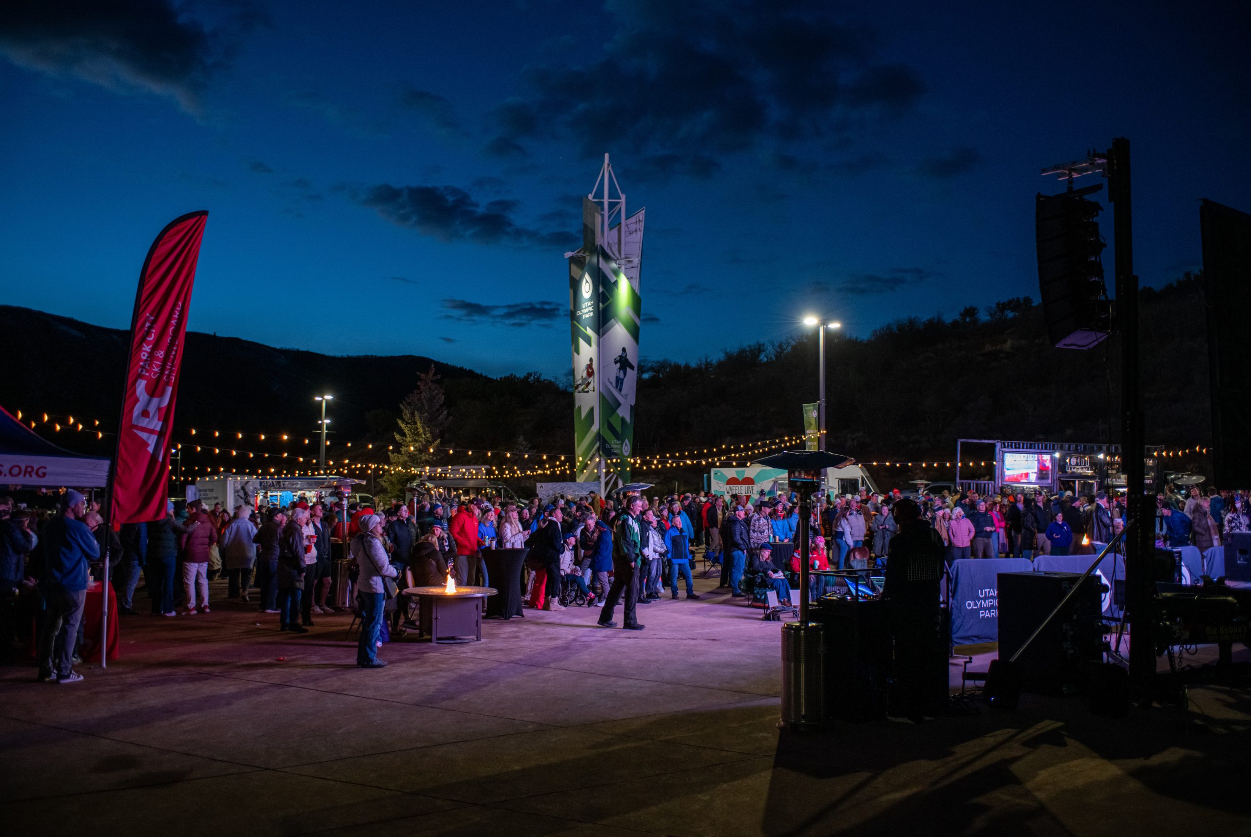 Fans gather at Olympic Park for watch party of opening in Italy
