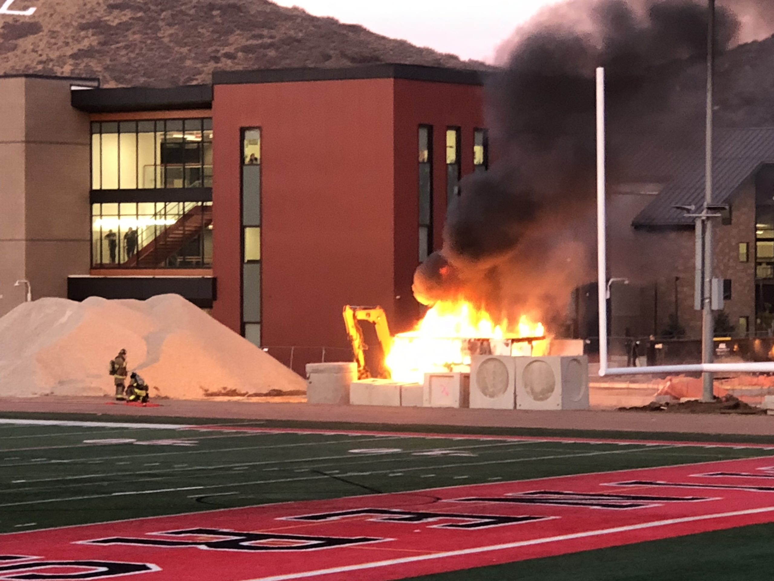 Construction equipment catches fire at Park City High School