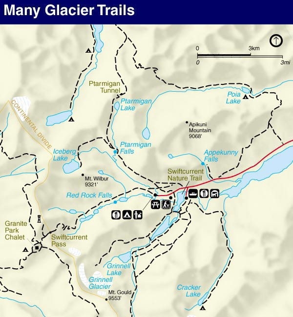 Glacier Many Glacier Hiking Trails USA National Parks 