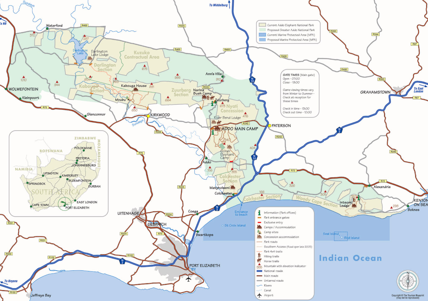 Addo Elephant National Park Detail Map Mapl.