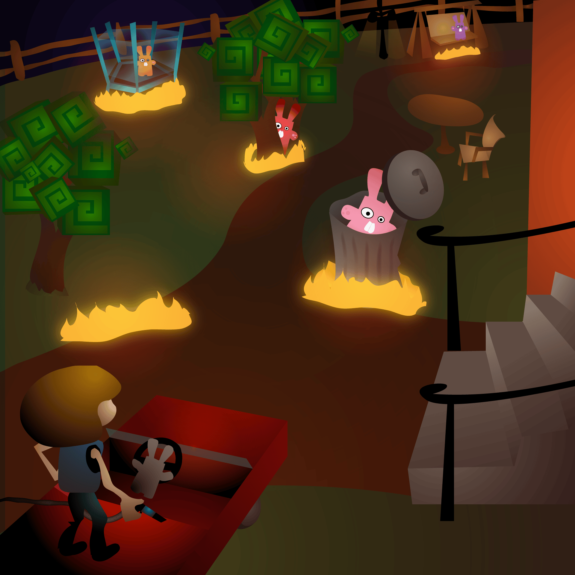 Bunnies on Fire