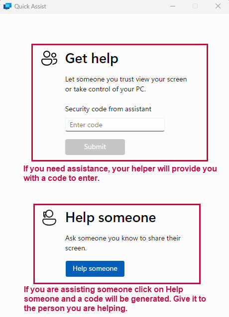 quick-assist-opening-screen
