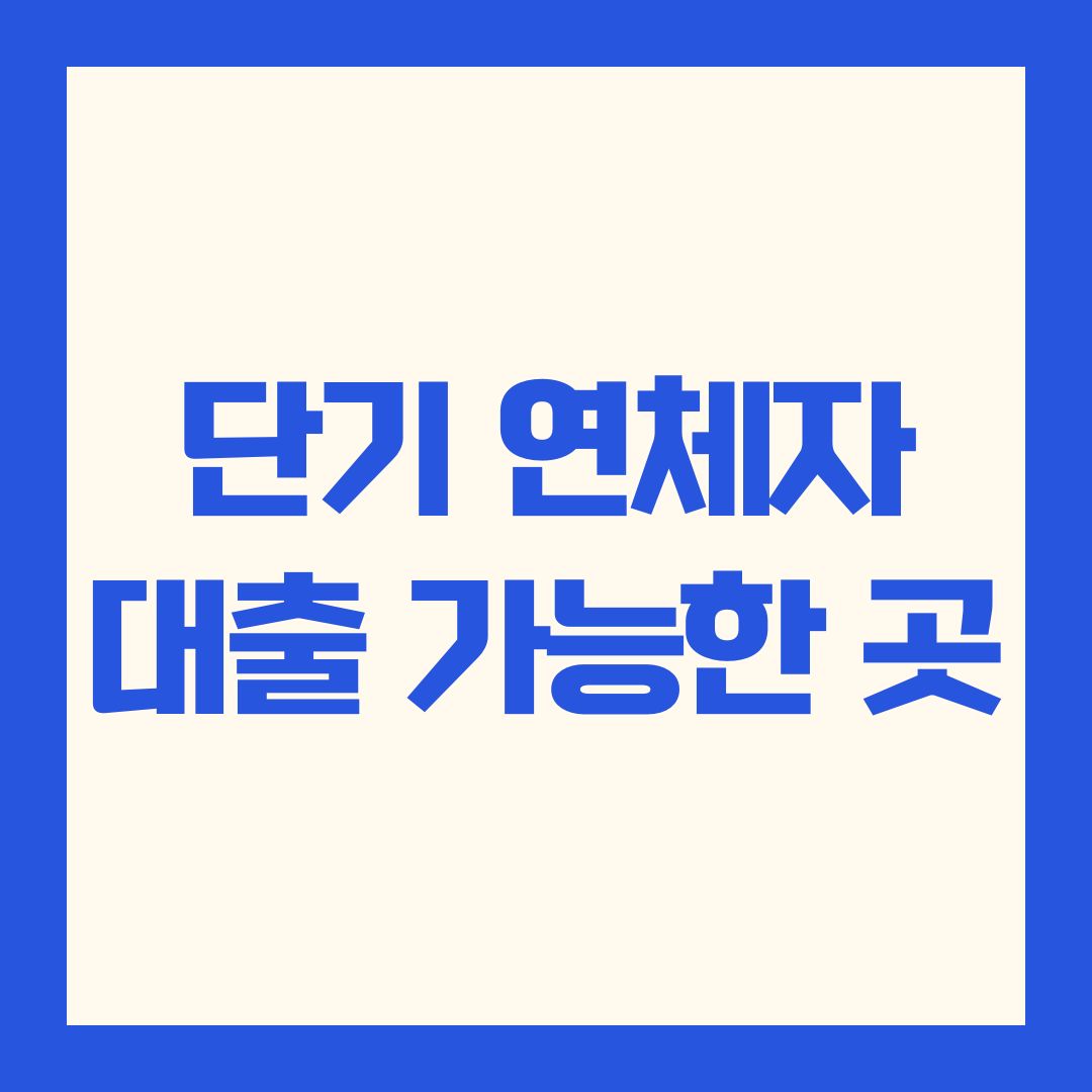 단기 연체자 대출 가능한 곳