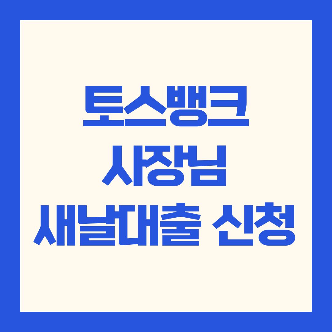 토스뱅크 사장님새날대출 신청