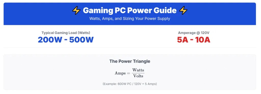 How Many Amps Watts Does A Gaming PC Use How Much Electricity Does A Image 1024x370 
