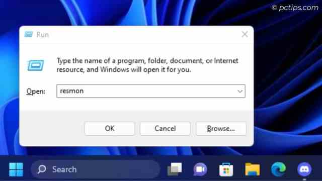 opening resource monitor using run command