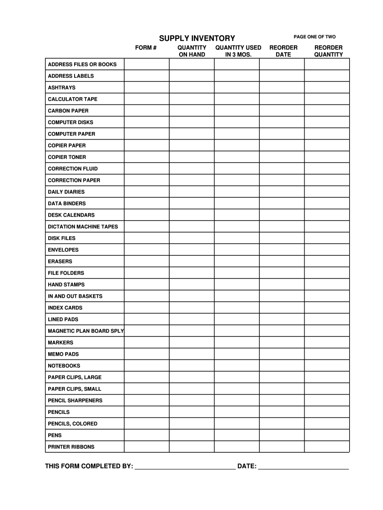 Printable estate inventory worksheet