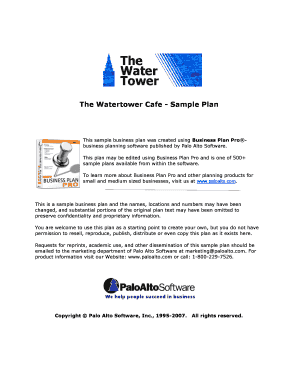 Cafe Bistro Coffeehouse Business Plan Pdf Fill Online Printable Fillable Blank Pdffiller