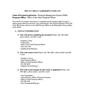 Sba Privacy Impact Assessment Template Fill Online Printable Fillable Blank Pdffiller