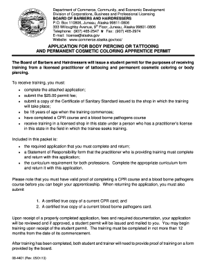 Alaska Body Piercing Apprentice Pay Fill Online Printable Fillable Blank Pdffiller