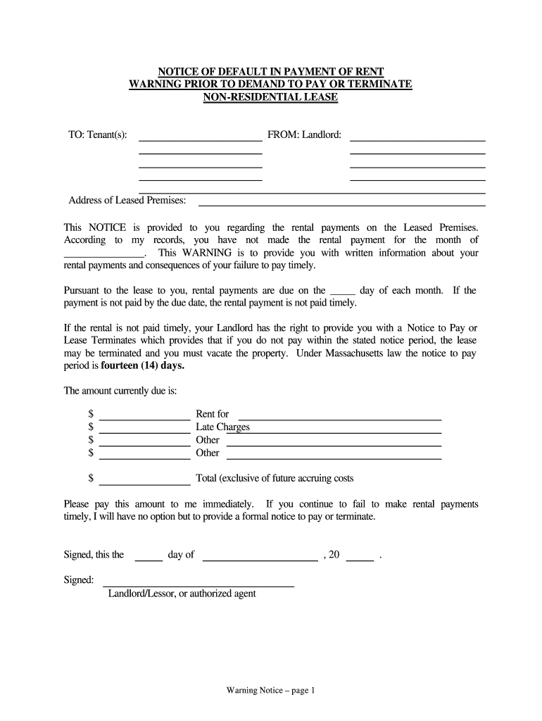 Notice Of Default Commercial Lease Fill Online Printable Fillable Blank Pdffiller