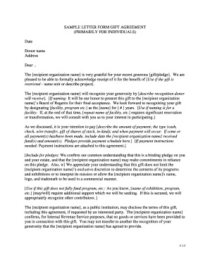 Gift Agreement Samples Fill Online Printable Fillable Blank Pdffiller