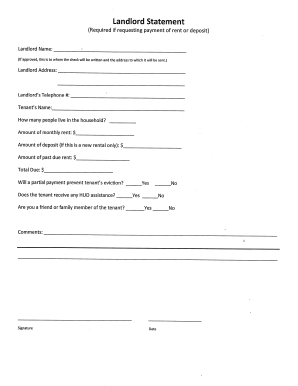 Landlord Statement Fill Online Printable Fillable Blank Pdffiller