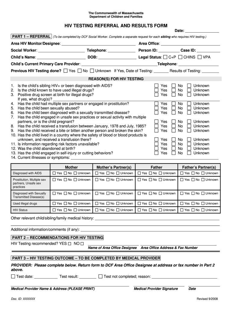 Hiv test form pdf