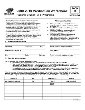 Fillable online osuit dependent verification worksheet 09 10