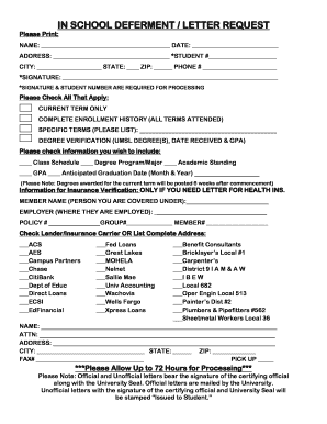 Sample Letter Of Deferment