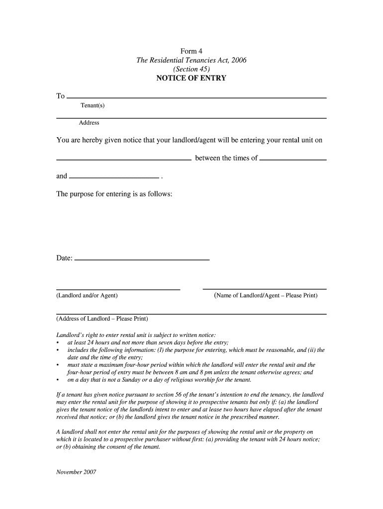 Notice To Enter Premises Bc Fill Online Printable Fillable Blank Pdffiller