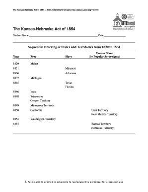 Edsitement Kansas Nebraska Act Answers Fill Online