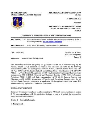 Fillable online by order of the chief, national guard bureau air national guard instruction