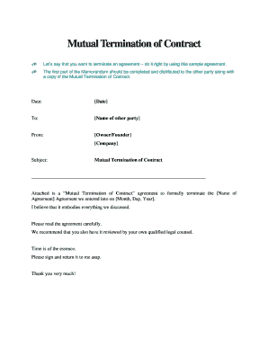 26 Printable Sample Termination Of Contract Letter Forms And Templates Fillable Samples In Pdf Word To Download Pdffiller