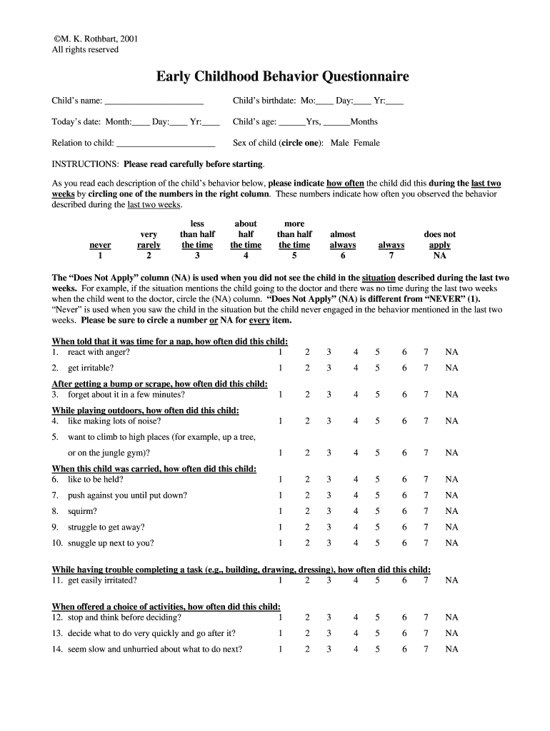 Pdf The Early Childhood Behavior Questionnaire Very Short Form Ecbq Vsf And Its Adaptation To The Population Of The Czech Republic Here is a list of 18 preschool questionnaire examples and templates which can be used by the preschools.