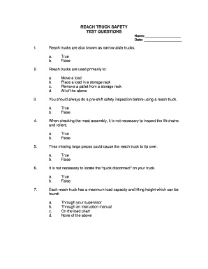 Forklift test answers