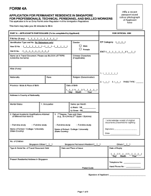 Application for permanent residence in singapore