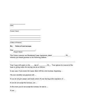 30 Printable Notice Of Rent Increase Forms And Templates Fillable Samples In Pdf Word To Download Pdffiller