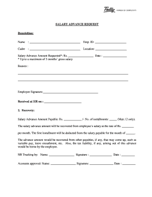 The best cover letter sample for your job application. Salary Advance Form - Fill Online, Printable, Fillable, Blank | pdfFiller