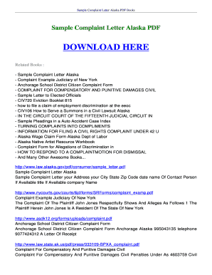 Fillable Online Ebookscenter Sample Complaint Letter Alaska Free Download Ebookscenter Org Sample Complaint Letter Alaska Pdf Books Ebookscenter Fax Email Print Pdffiller