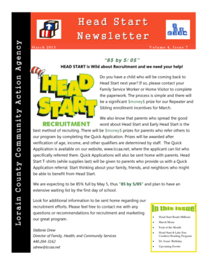 Head start programs also provide participating children and their families with. Head Start Program Newsletters Fill Online Printable Fillable Blank Pdffiller