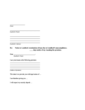 5 Printable Notice To Vacate Letter From Landlord To Tenant Forms And Templates Fillable Samples In Pdf Word To Download Pdffiller