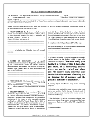 fillable online michigan residential rental lease agreement fax email