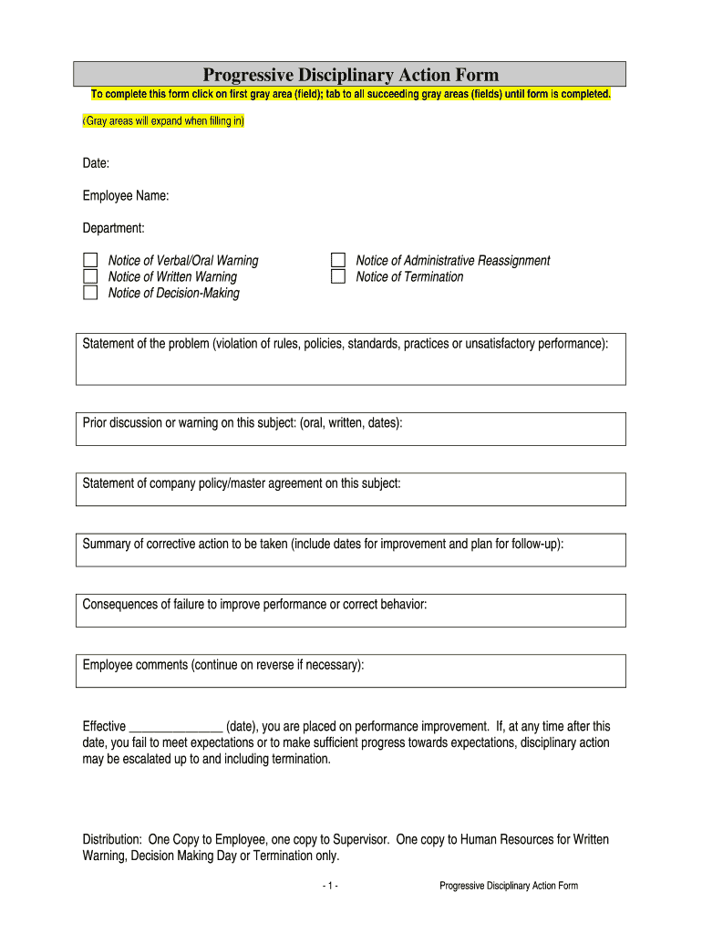 Progressive Discipline Template Fill Online Printable Fillable Blank Pdffiller