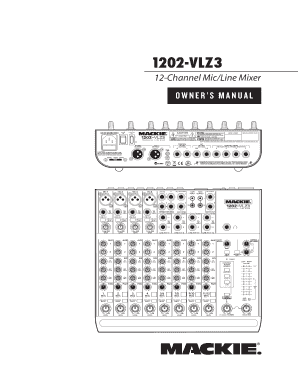 Fillable Online 1202 Vlz3 12 Channel Mic Line Mixer Owner S