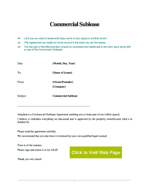 Fillable Online Commercial Sublease Agreement Jian Fax Email Print Pdffiller