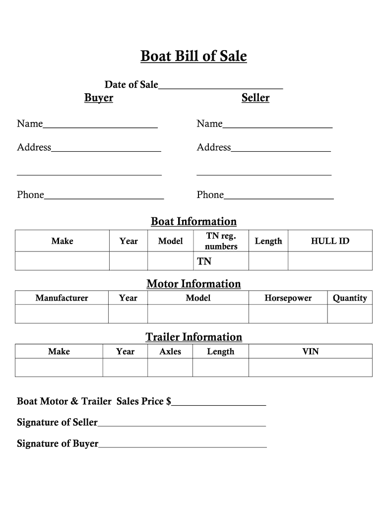 boat bill of sale fill online printable fillable blank pdffiller