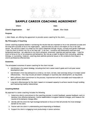 Career Coaching Agreement Template Doc Template Pdffiller