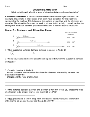 Coulombic attraction worksheet doc template