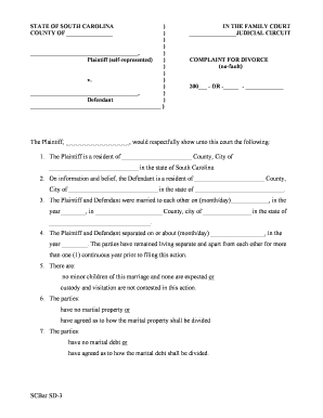 bill of sale form south carolina complaint for divorce