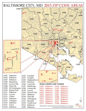 2013 2026 Form MD Zip Code Areas Baltimore City Blank Fillable 492848649 